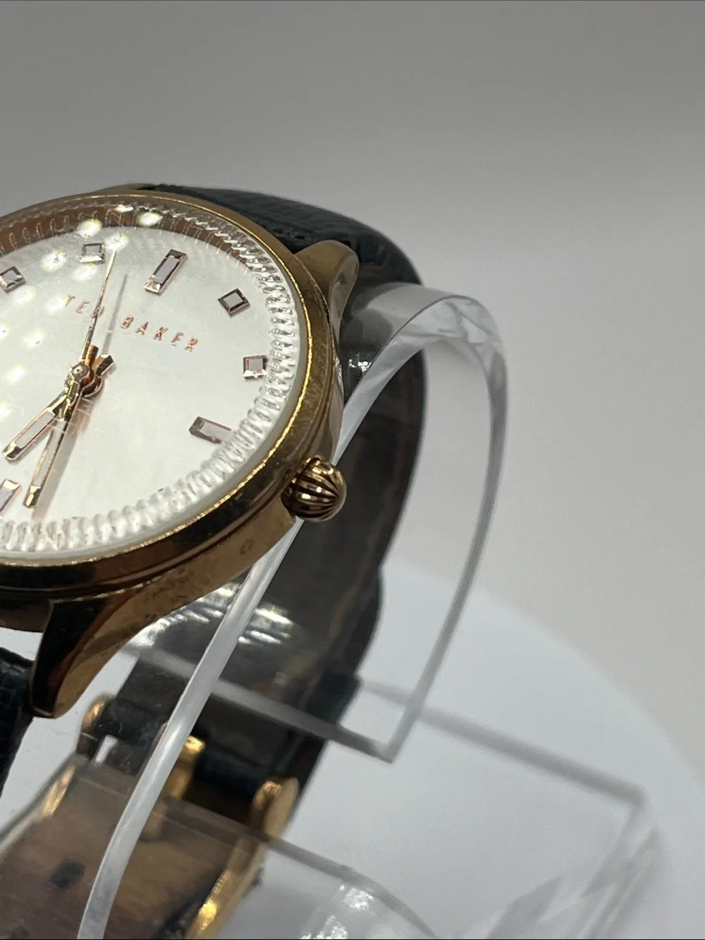 Ted Baker Gold-Tone Case White Dial Watch with Black Strap 31mm